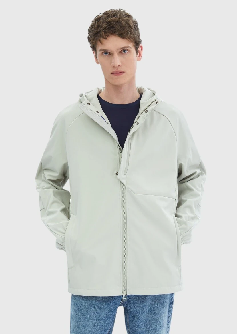 Sandy Regular Fit Hooded Denim Weaving Coat - 3