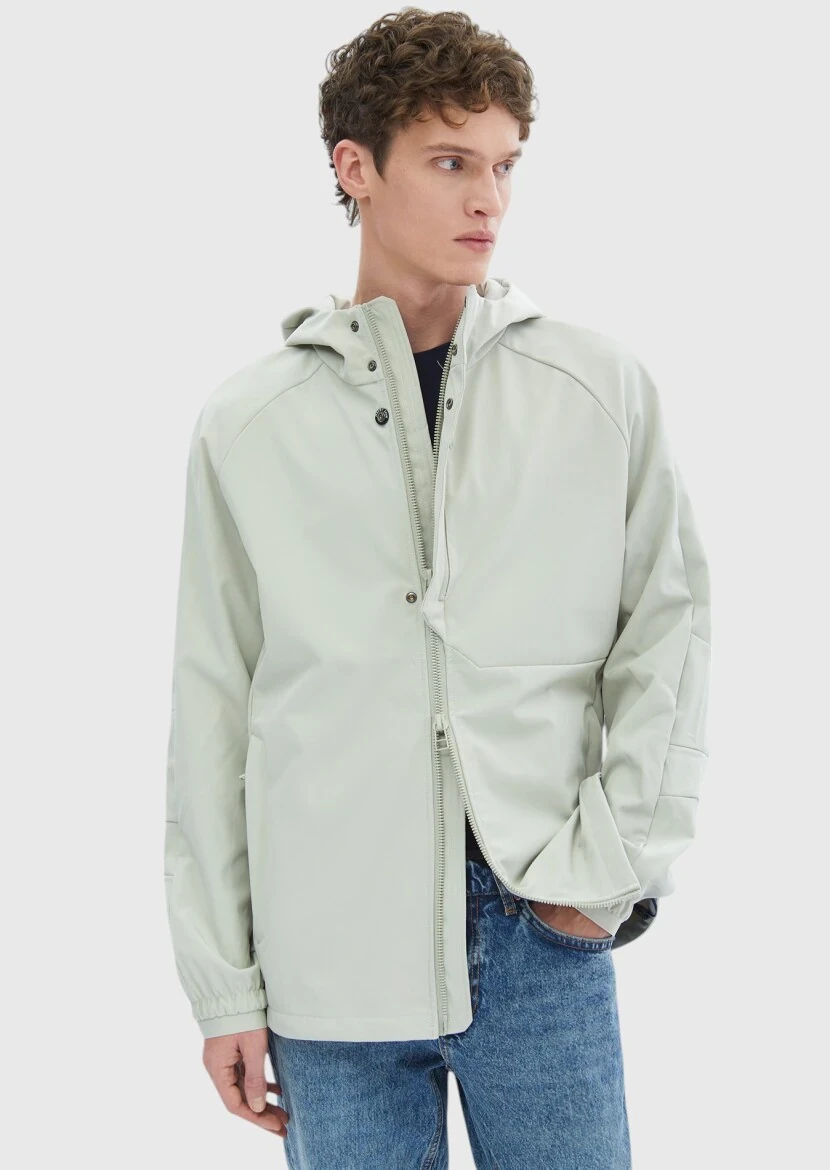 Sandy Regular Fit Hooded Denim Weaving Coat - 4