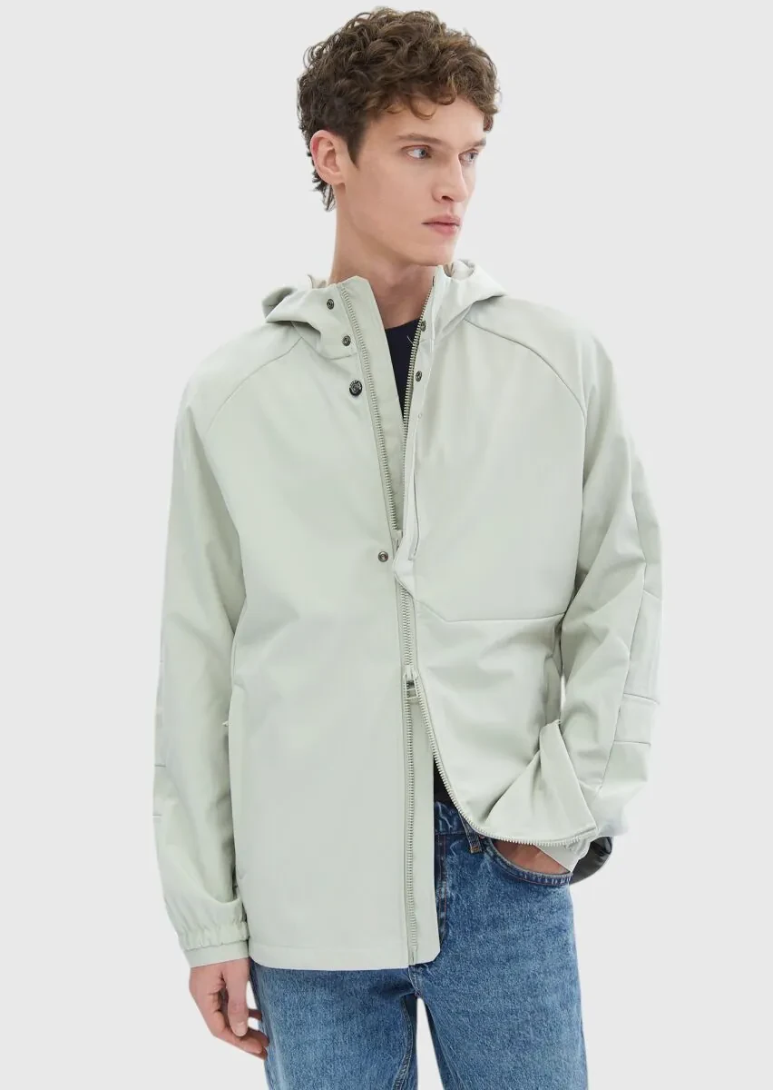 Sandy Regular Fit Hooded Denim Weaving Coat - 4