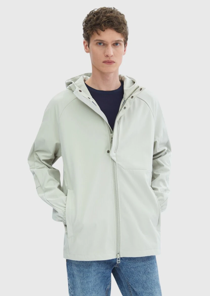 Sandy Regular Fit Hooded Denim Weaving Coat - 5