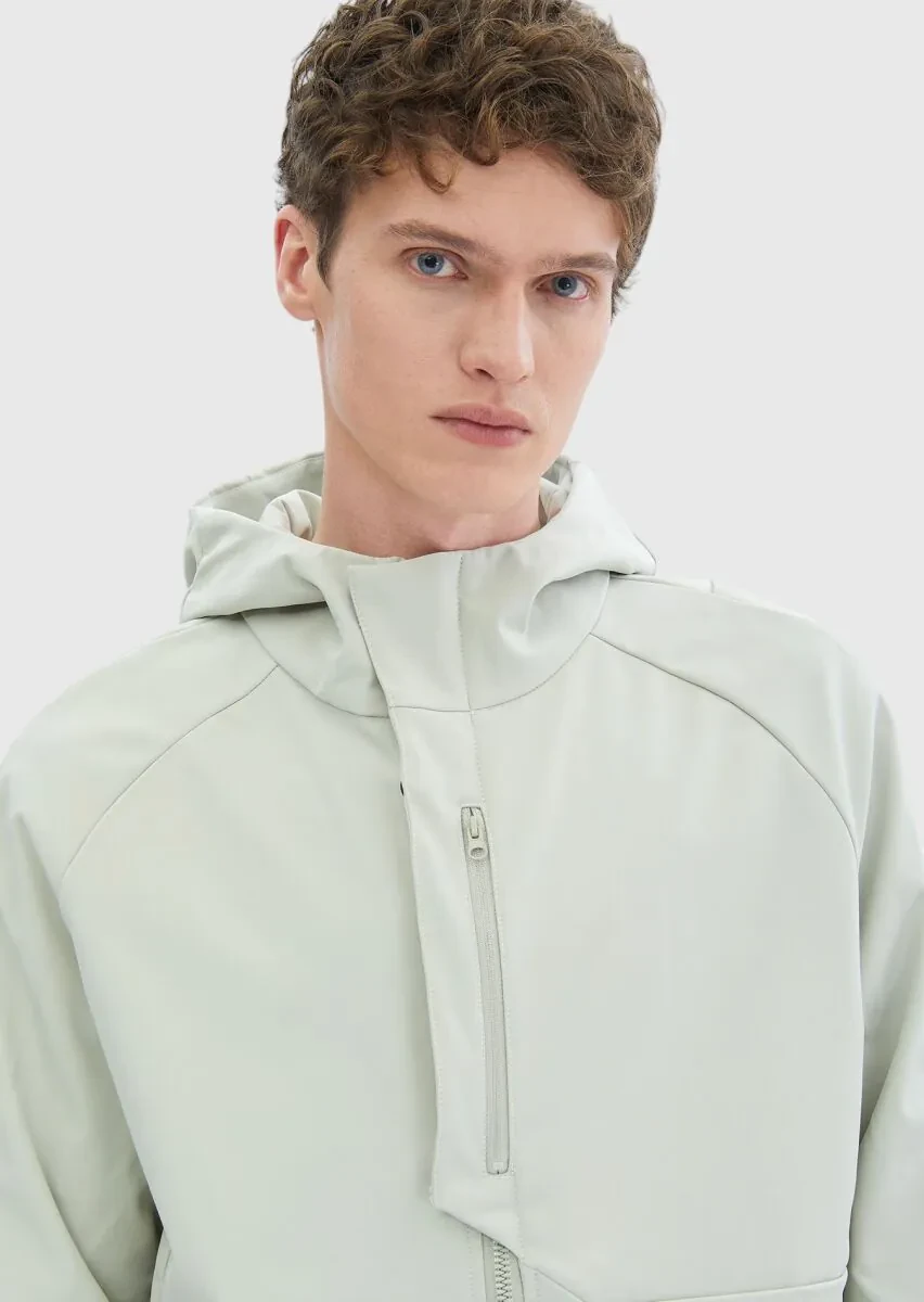 Sandy Regular Fit Hooded Denim Weaving Coat - 6