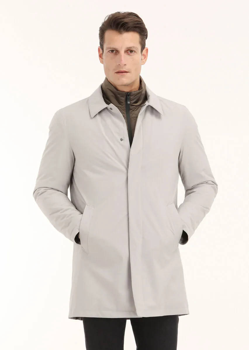 Sandy Regular Fit Shirt Collar Casual Weaving Rain Coat - 2