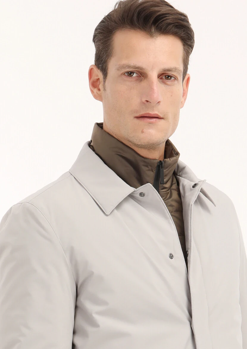 Sandy Regular Fit Shirt Collar Casual Weaving Rain Coat - 3