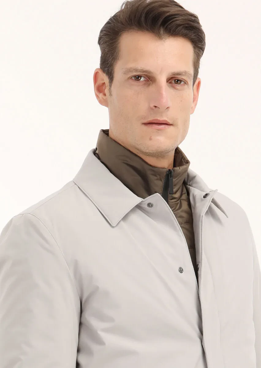 Sandy Regular Fit Shirt Collar Casual Weaving Rain Coat - 3