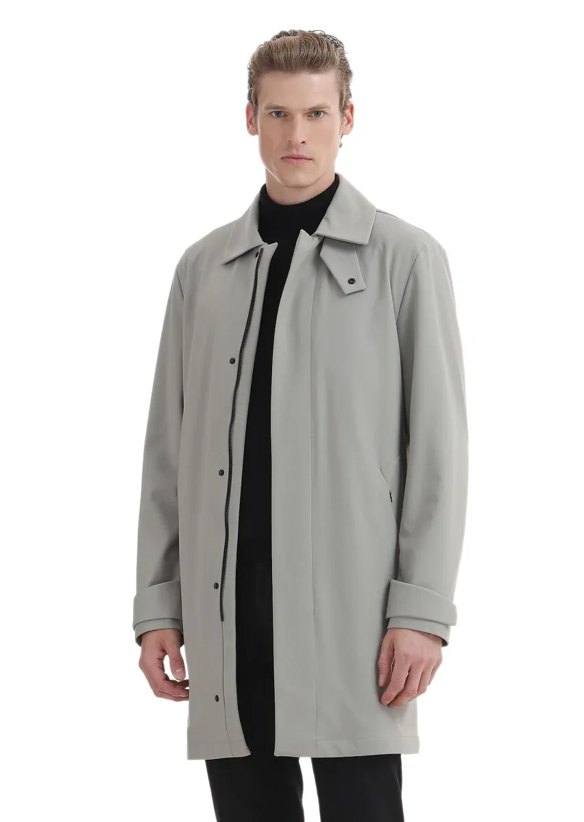 Sandy Regular Fit Shirt Collar Casual Weaving Rain Coat - 5