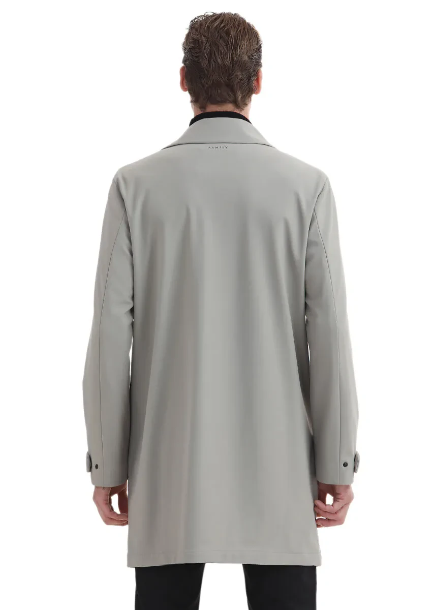 Sandy Regular Fit Shirt Collar Casual Weaving Rain Coat - 9