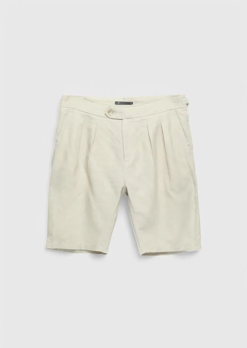 Sandy Weaving Carrot Fit Casual 100% Linen Bermuda - 6