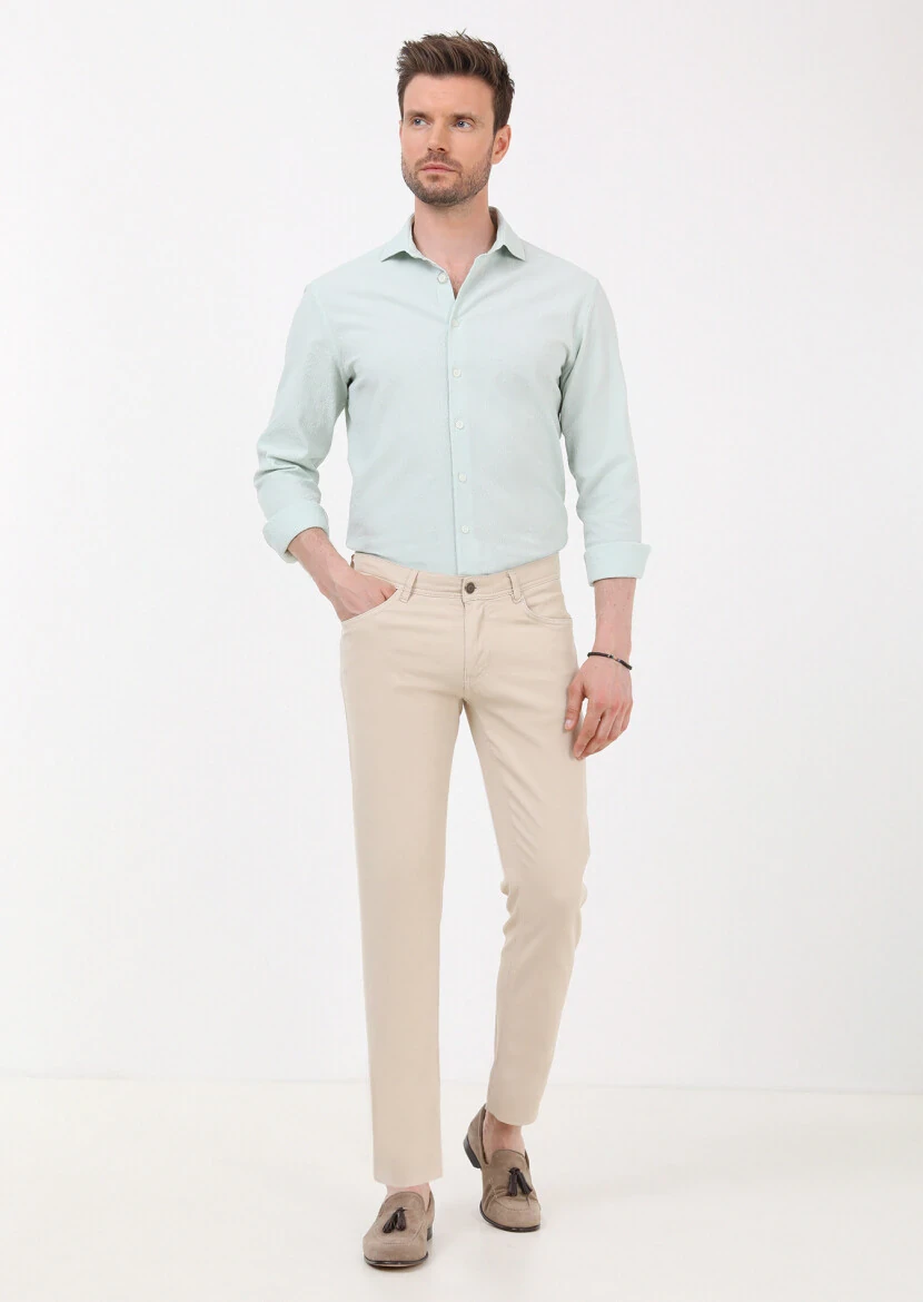 Sandy Weaving Slim Fit Casual Cotton Blended Trousers - 2