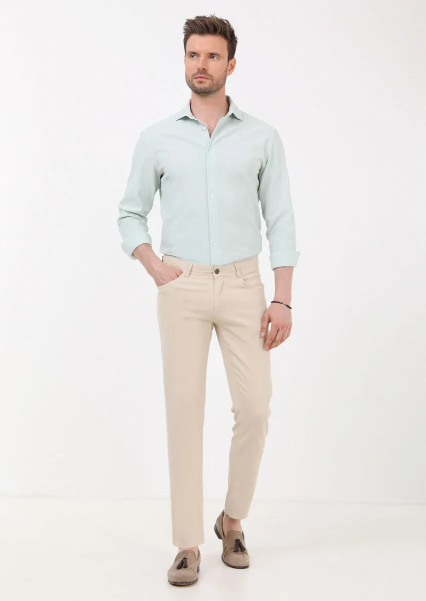 Sandy Weaving Slim Fit Casual Cotton Blended Trousers - 2