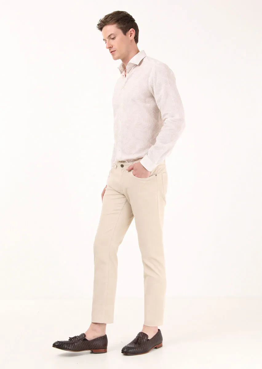 Sandy Weaving Slim Fit Casual Cotton Blended Trousers - 3