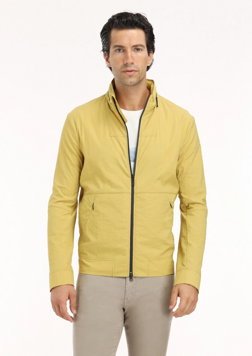 Sarı Regular Fit Dik Yaka Casual Dokuma Mont - RAMSEY