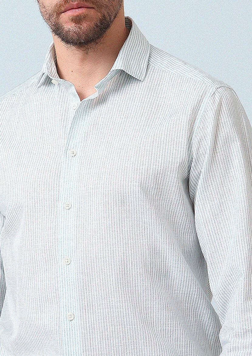 See Green Printed Regular Fit Weaving Casual 100% Cotton Shirt - 5