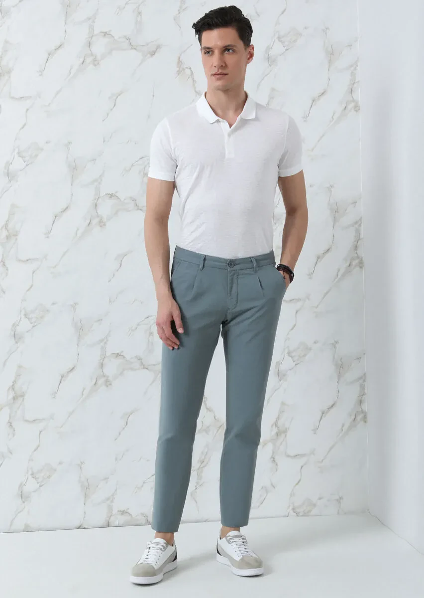 See Green Weaving Regular Fit Casual Cotton Blended Trousers - 1