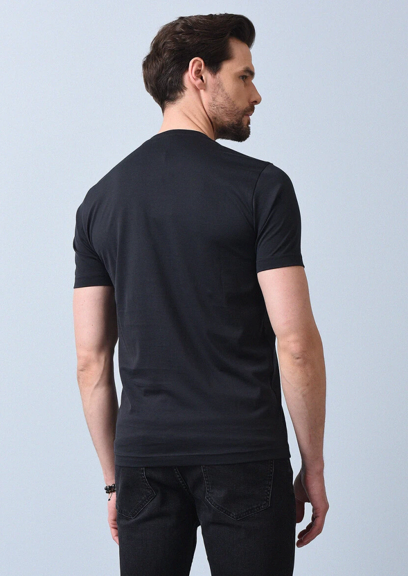 Siyah %100 Pamuk T-Shirt - 5