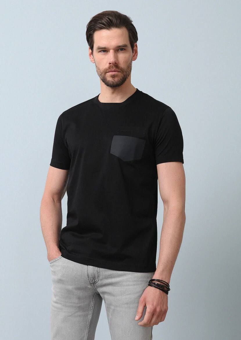 Siyah Baskılı %100 Pamuk T-Shirt - 2