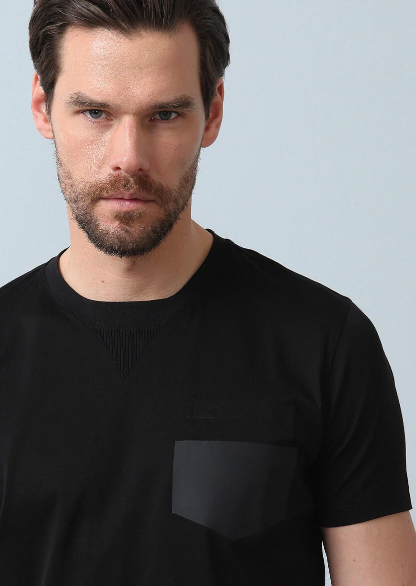 Siyah Baskılı %100 Pamuk T-Shirt - 3