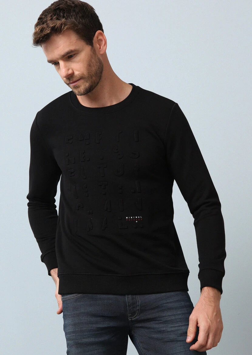 Siyah Baskılı Sweatshırt - 1