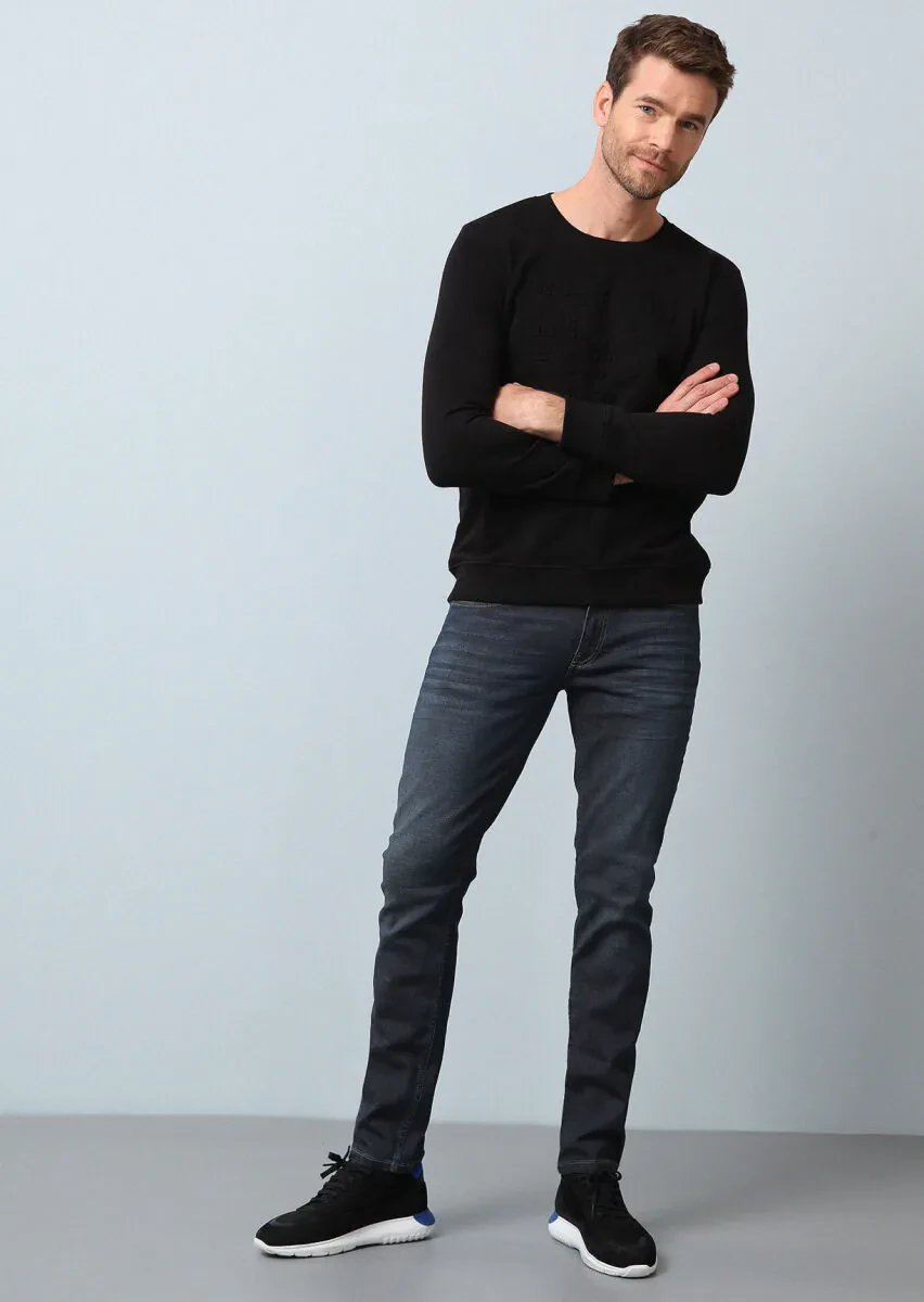 Siyah Baskılı Sweatshırt - 4