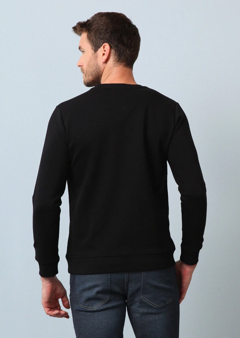 Siyah Baskılı Sweatshırt - 5