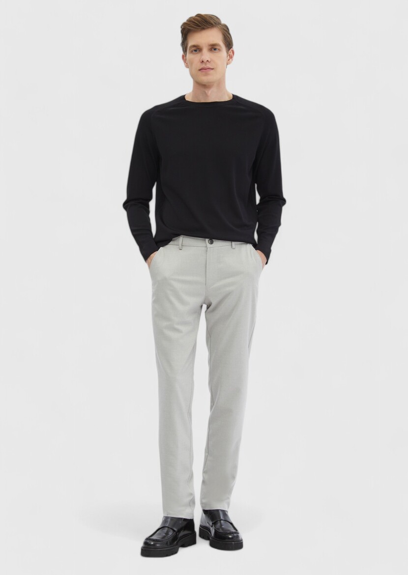 Siyah Bisiklet Yaka Jakarlı Triko Kazak - 1