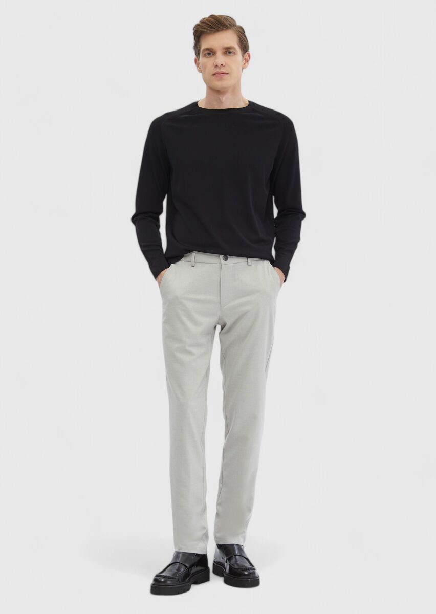 Siyah Bisiklet Yaka Jakarlı Triko Kazak - 1