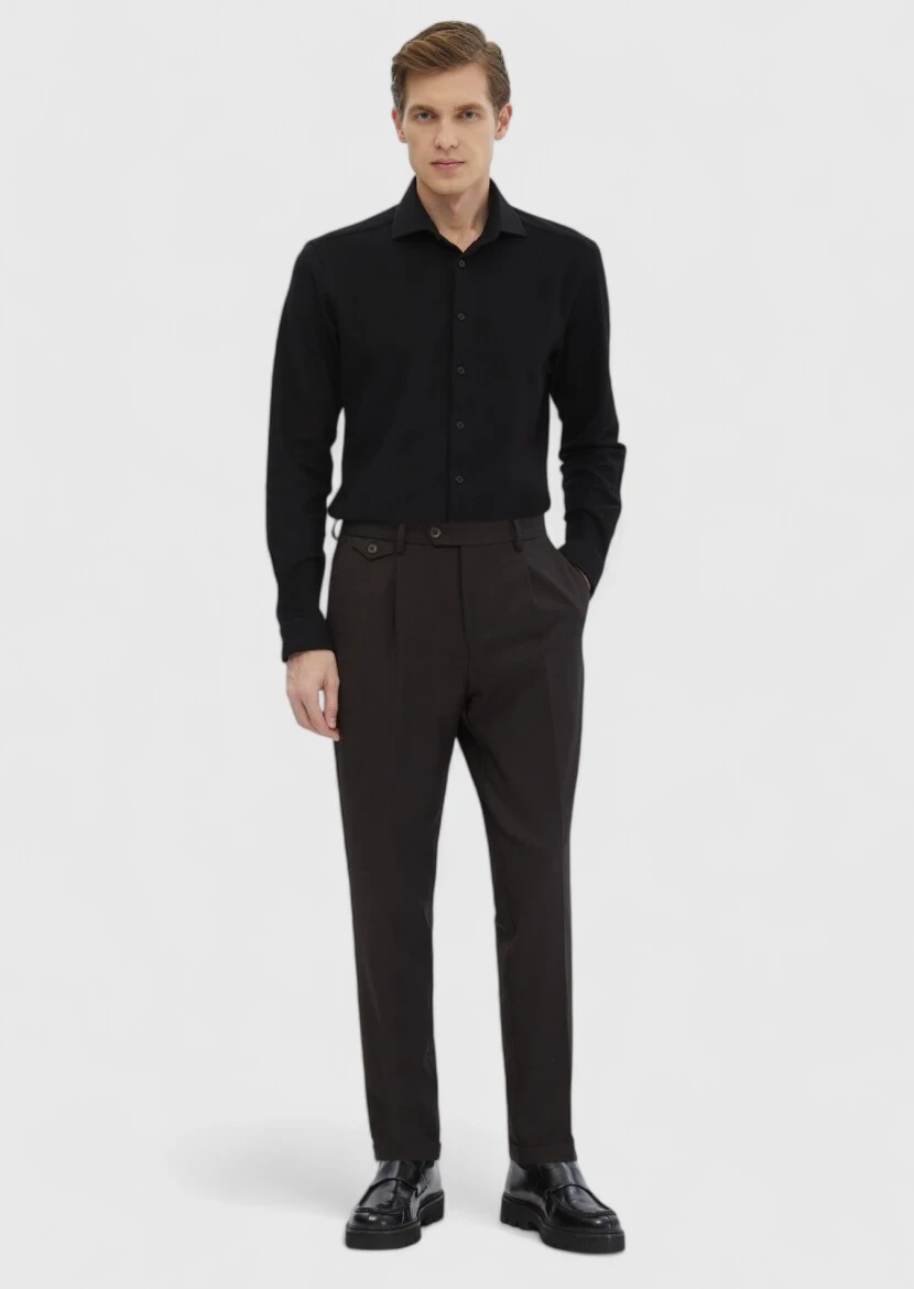 Siyah Çizgili Casual Fit Casual %100 Pamuk Gömlek 