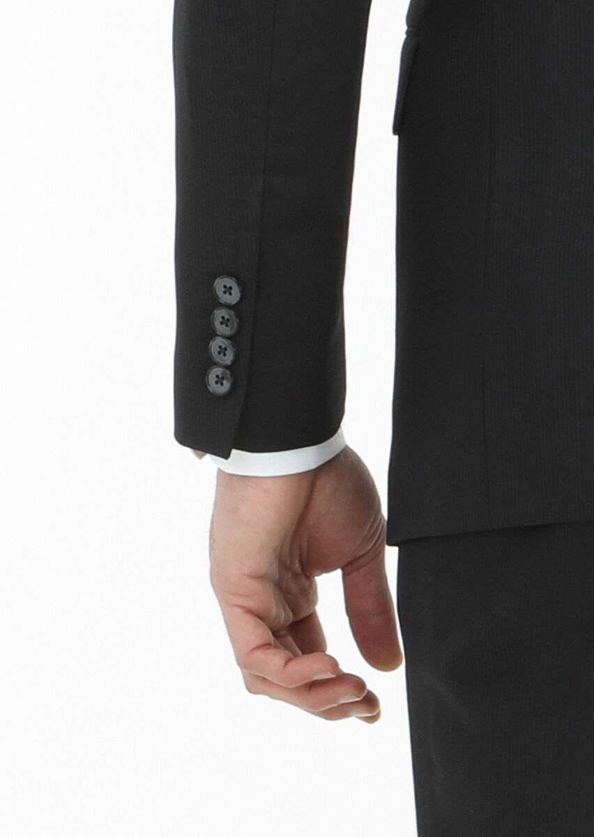 Siyah Çizgili Thin&taller Slim Fit %100 Yün Takım Elbise - 5