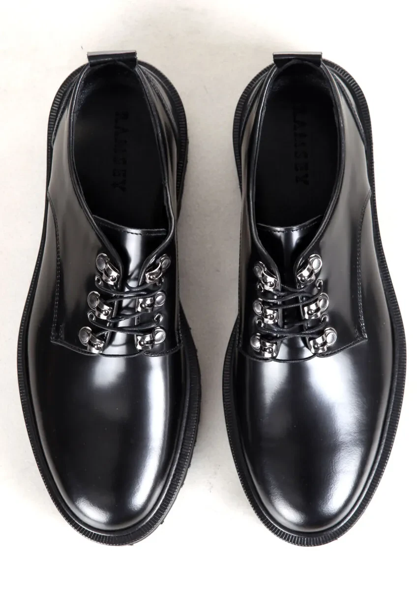 Siyah Deri Casual Ayakkabı - 5