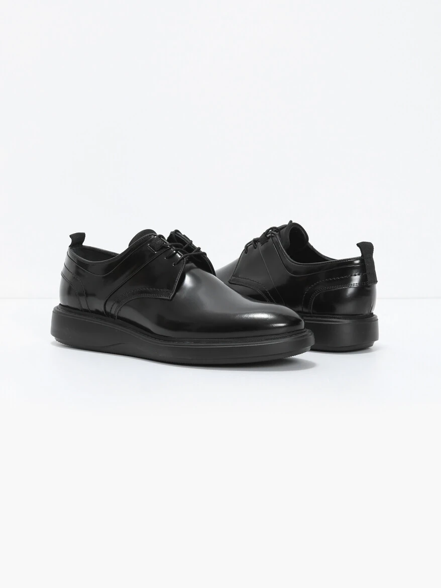 Siyah Deri Casual Ayakkabı - 3