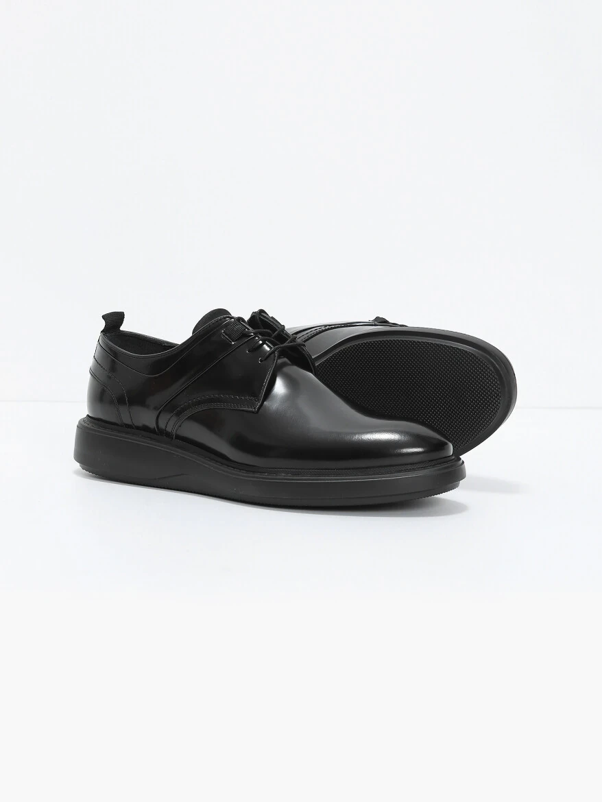 Siyah Deri Casual Ayakkabı - 4