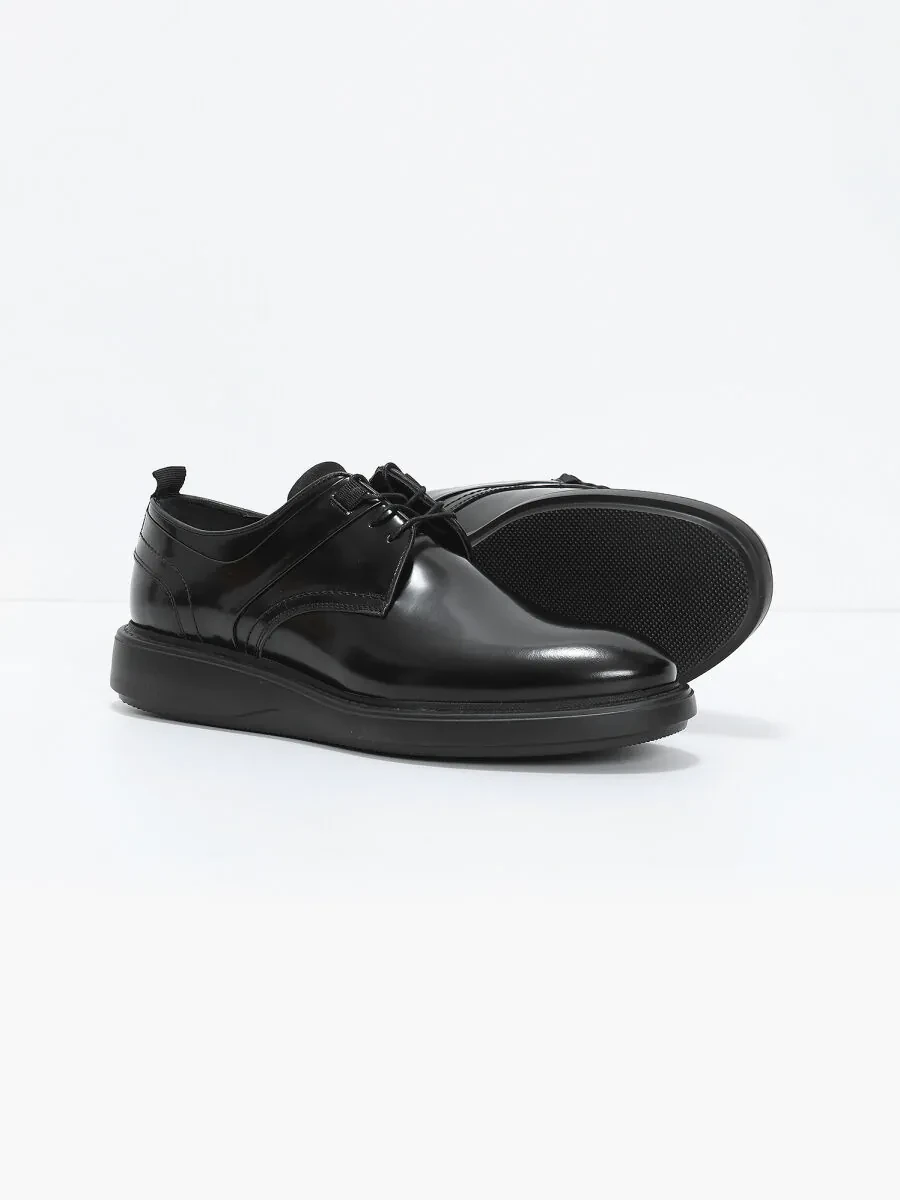 Siyah Deri Casual Ayakkabı - 4