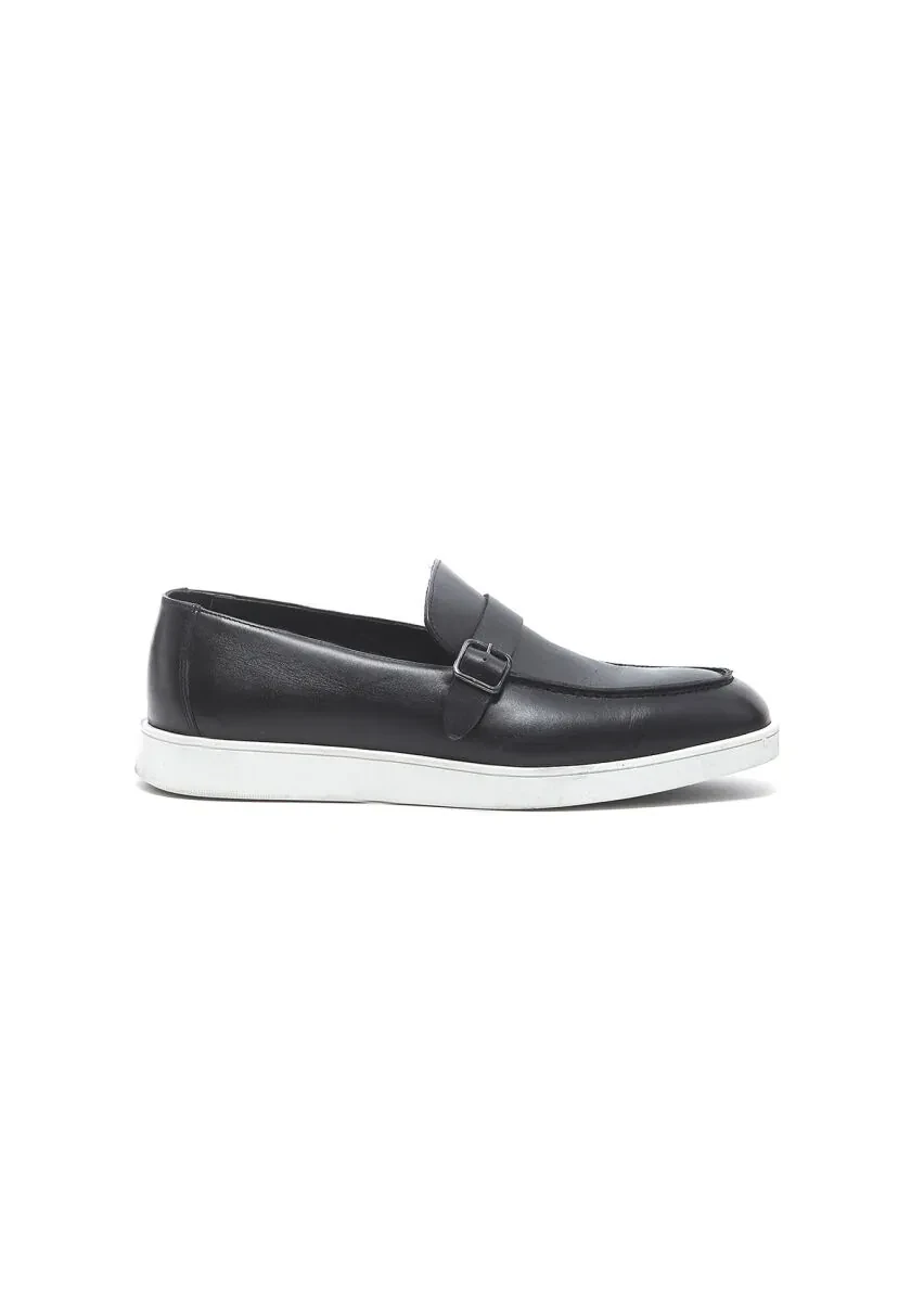 Siyah Deri Casual Loafer - 1