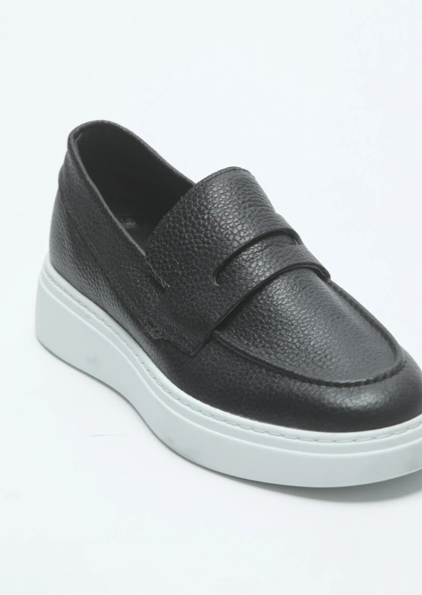 Siyah Deri Casual Loafer 