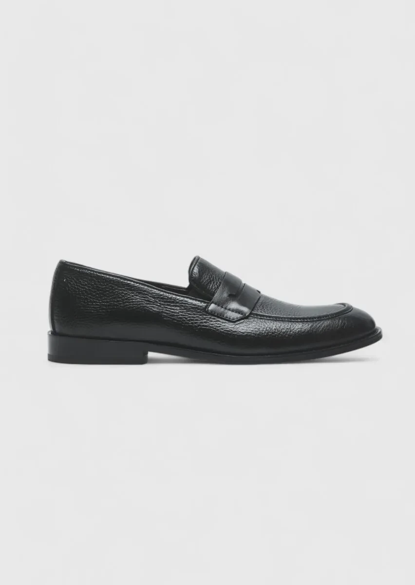 Siyah Deri Casual Loafer - 1
