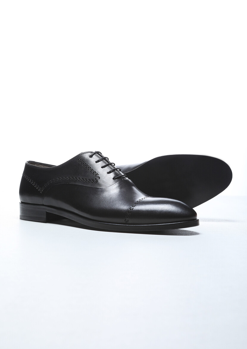 Siyah Deri Klasik Ayakkabı - 4