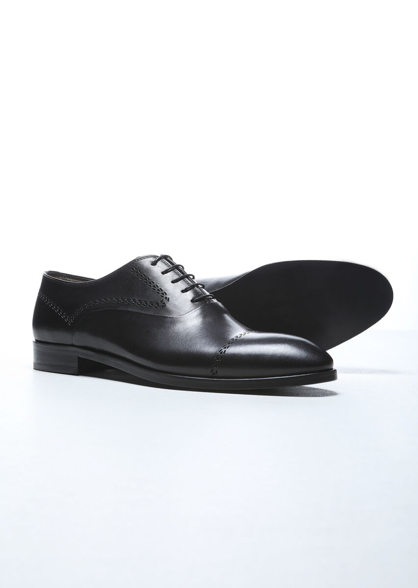 Siyah Deri Klasik Ayakkabı - 4