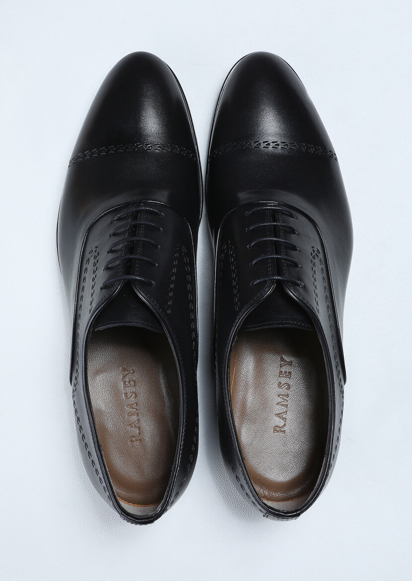 Siyah Deri Klasik Ayakkabı - 5