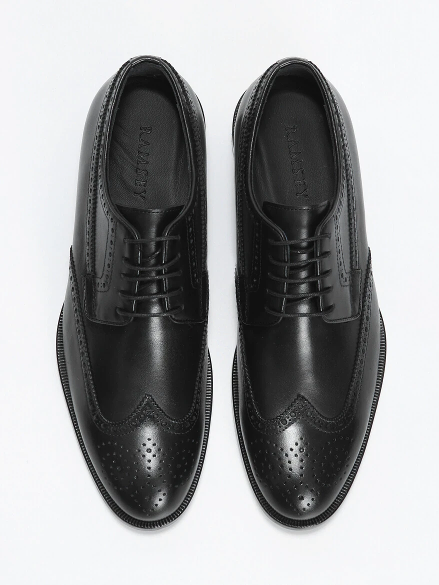 Siyah Deri Klasik Ayakkabı - 5