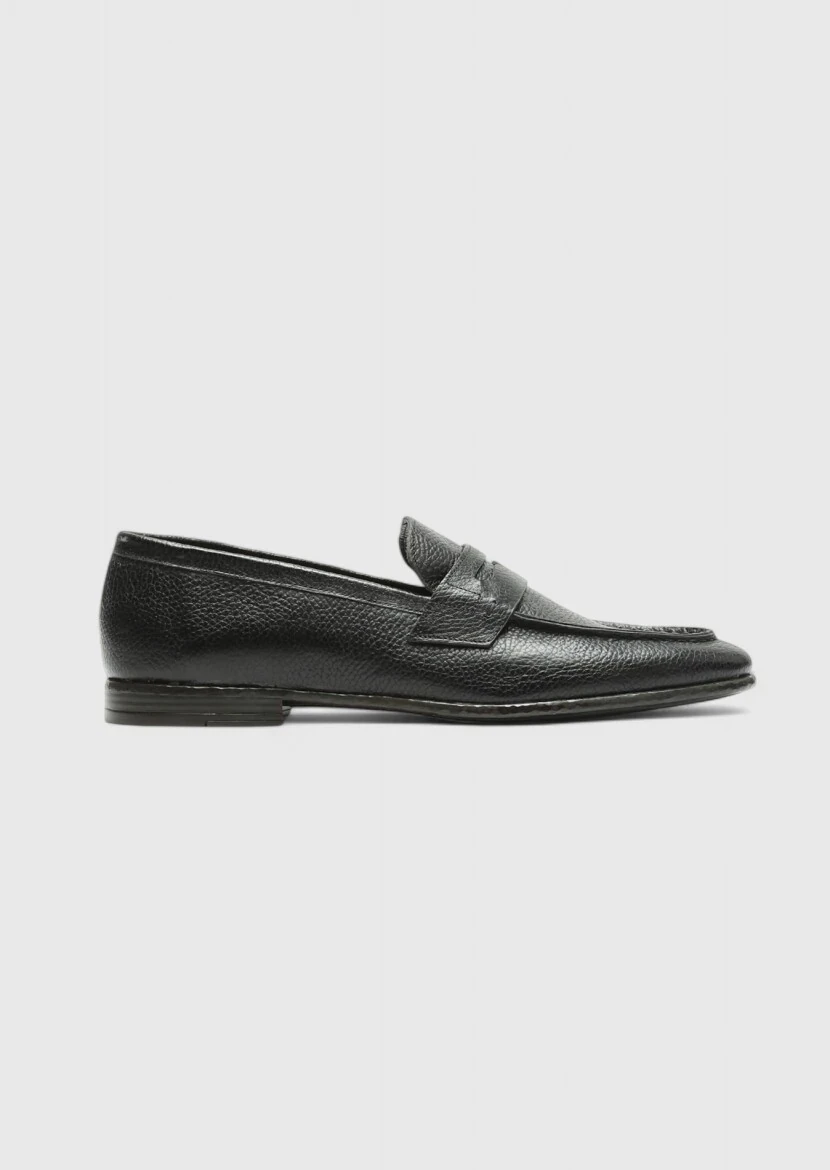 Siyah Deri Klasik Loafer - 1