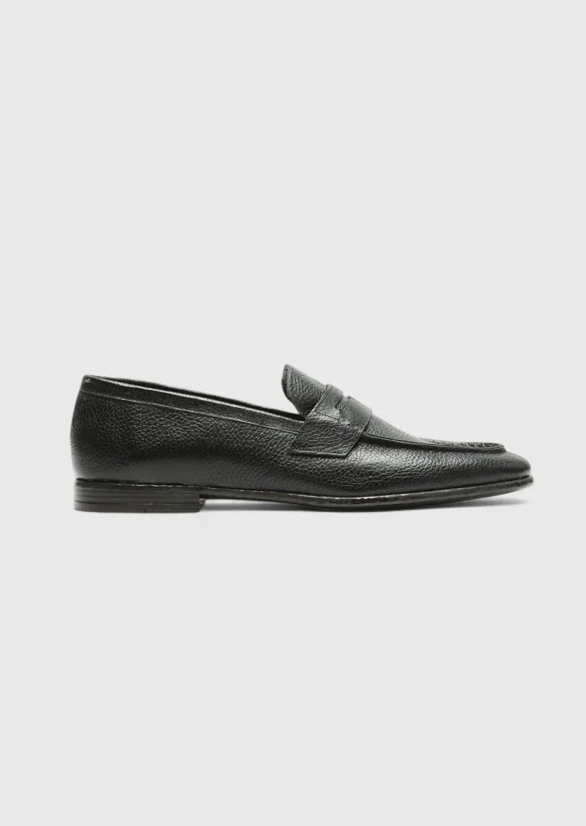 Siyah Deri Klasik Loafer - 1