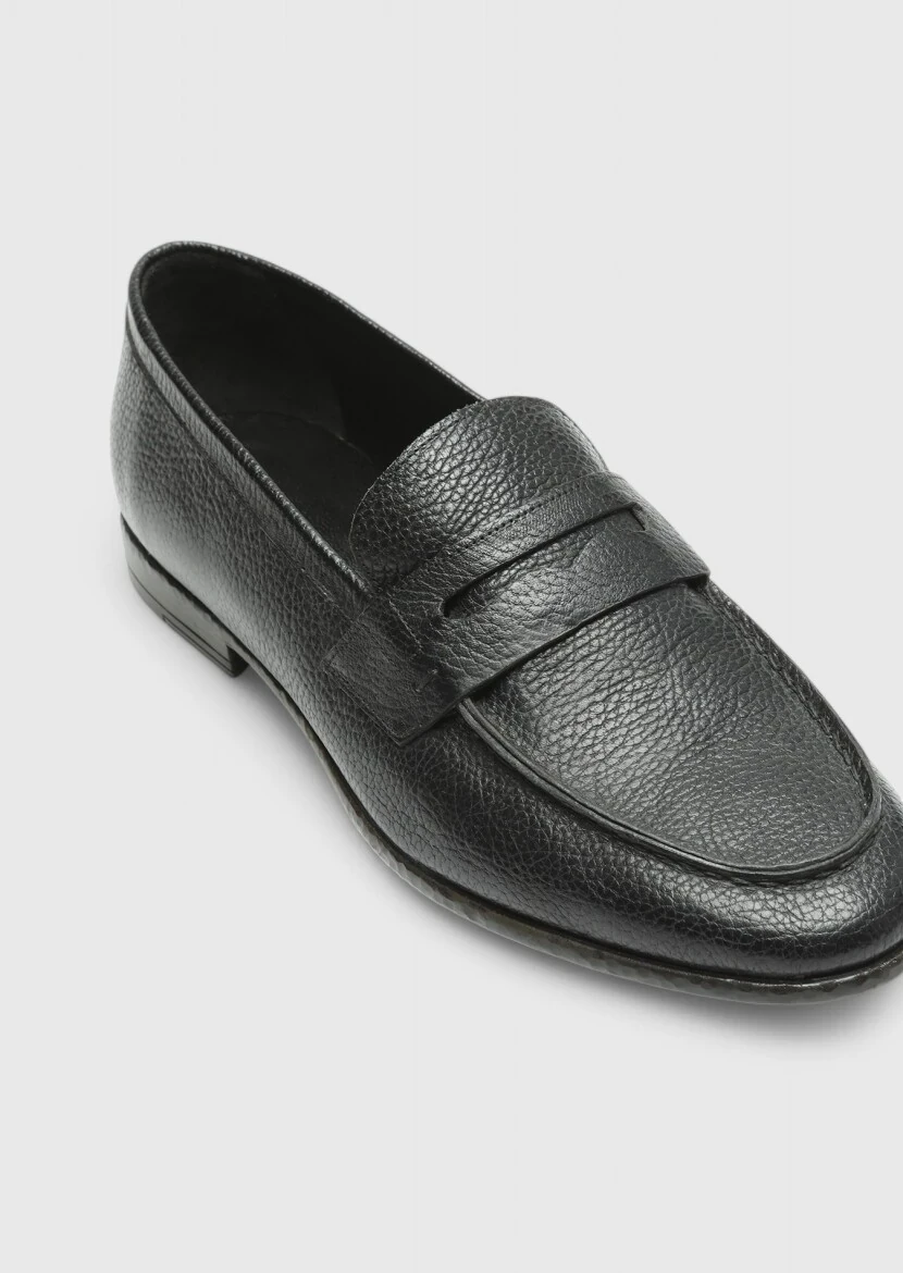 Siyah Deri Klasik Loafer - 2