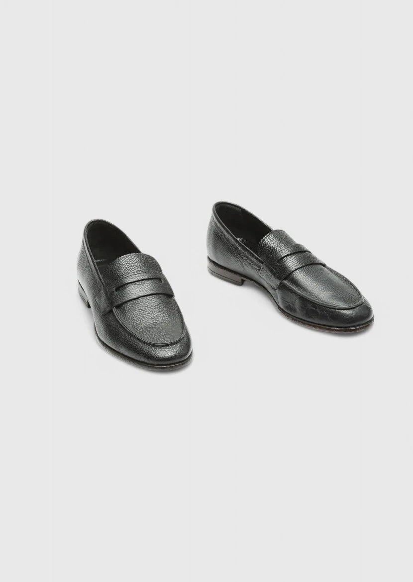 Siyah Deri Klasik Loafer - 3