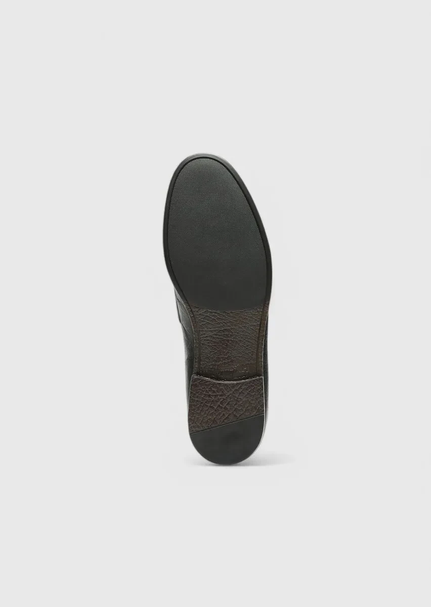 Siyah Deri Klasik Loafer - 4