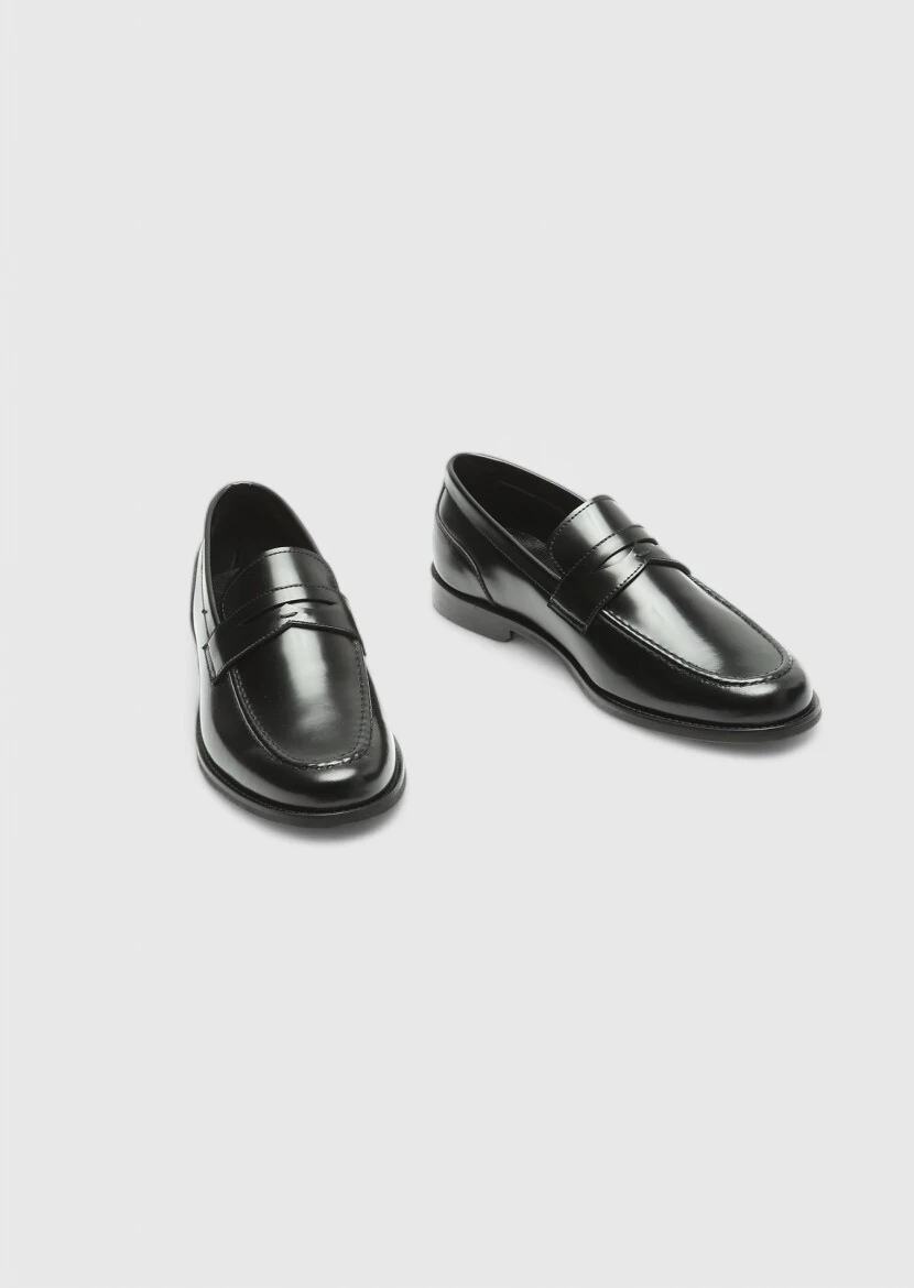 Siyah Deri Klasik Loafer - 3