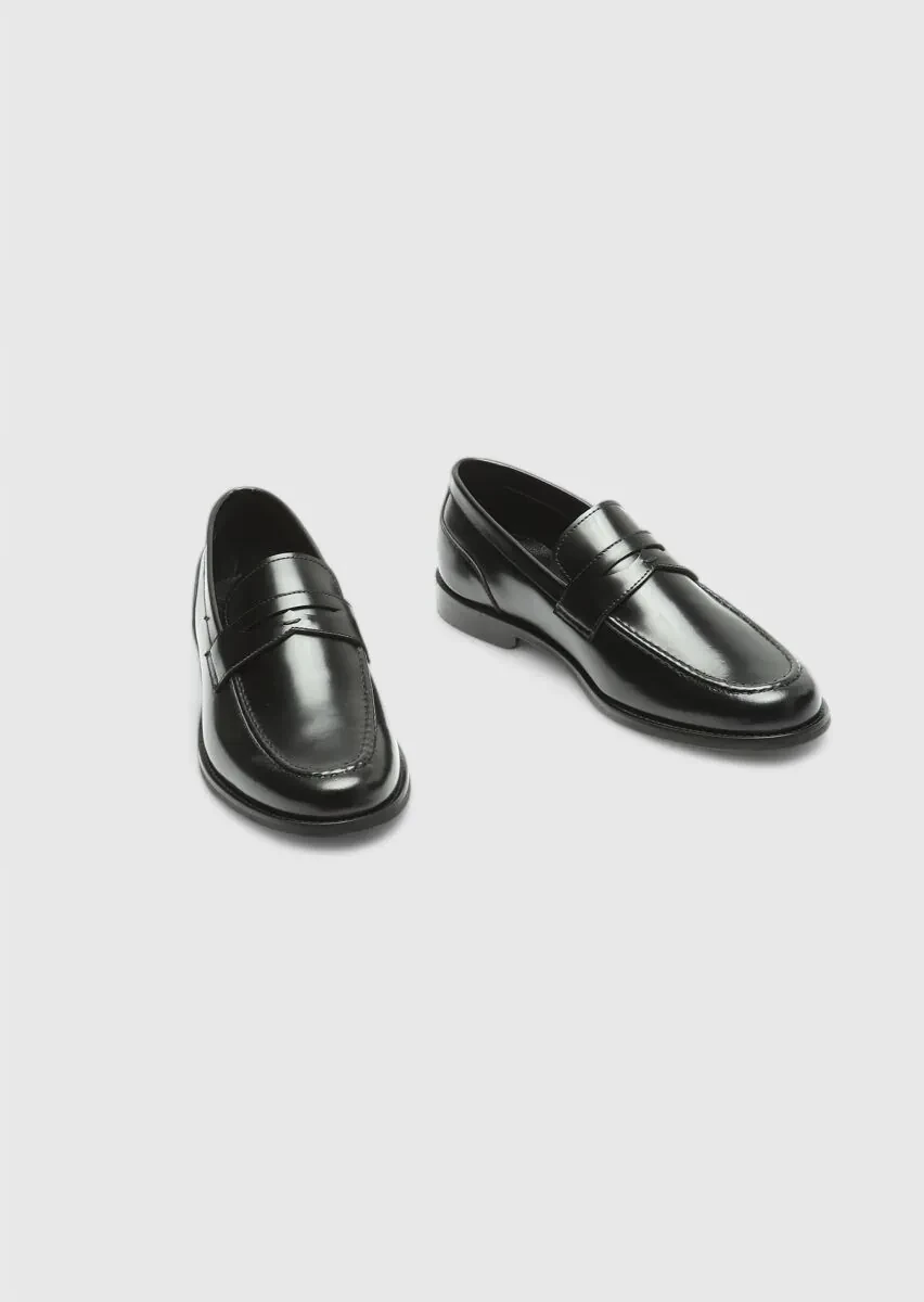 Siyah Deri Klasik Loafer - 3