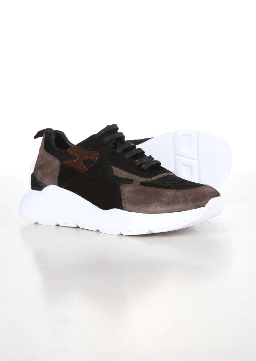 Siyah Deri Spor Ayakkabı - 4