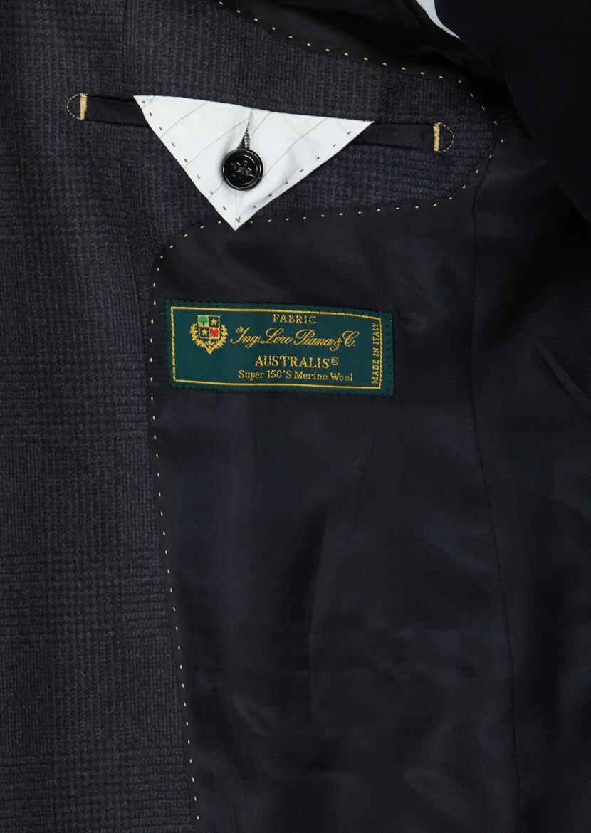 Siyah Desenli Regular Fit %100 Yün Ceket - 6