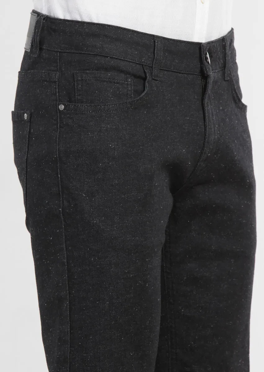 Siyah Desenli Slim Fit Denim Pamuk Karışımlı Pantolon - 4