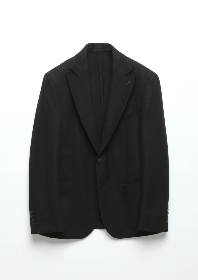 Siyah Desenli Zeroweight Slim Fit Yün Karışımlı Ceket - 7