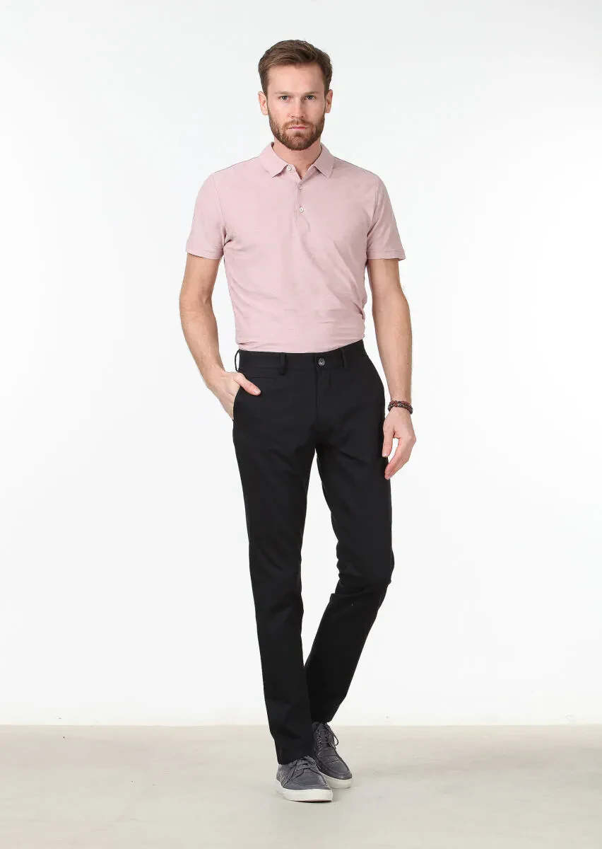 Siyah Dokuma Regular Fit Casual Pamuk Karışımlı Pantolon - 1